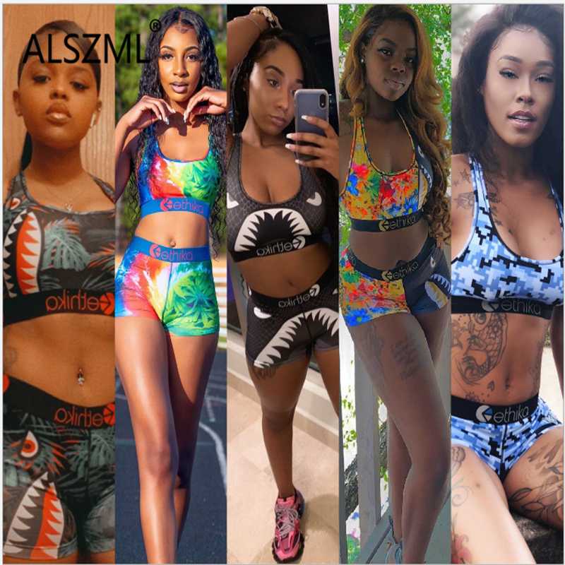 

Ethika young party women fashion u neck camouflage print crop top and hot short 2 piece set sexy tight club party outfits, Red