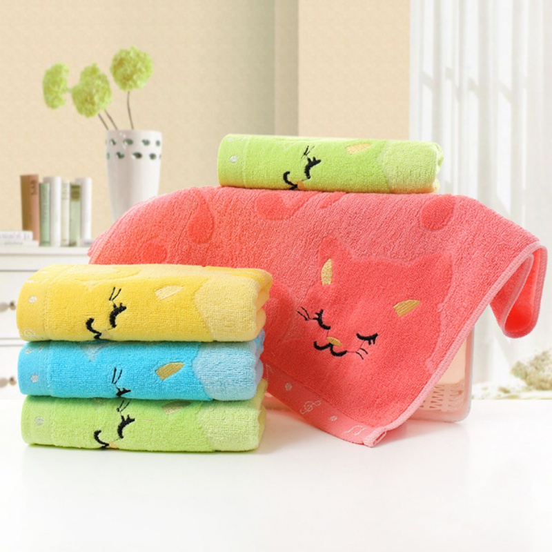 

New Musical Notes Small Towel Bamboo Fiber Music Cat Soft Towel Children's Jacquard / Embroidered Wool, Green