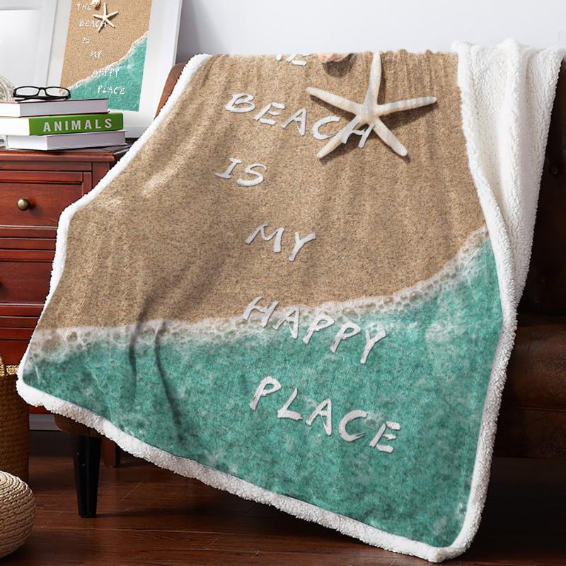 

BIGHOUSES Throw Blanket Summer Beach Sea Water Starfish Fleece Blankets Personalized Blankets Bedclothes