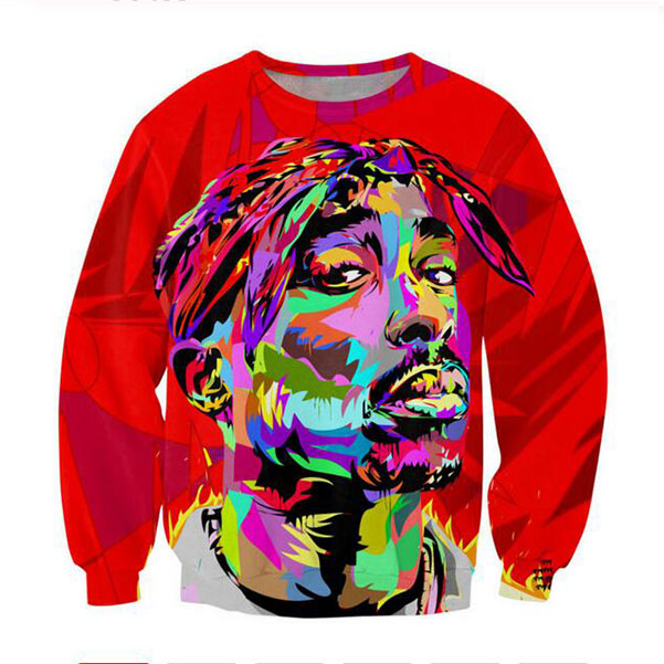 

Wholesale-Newest Fashion Women/Men Couples 2pac Tupac Funny 3D Printed Casual Sweatshirts Hoody Tops MM013, Black