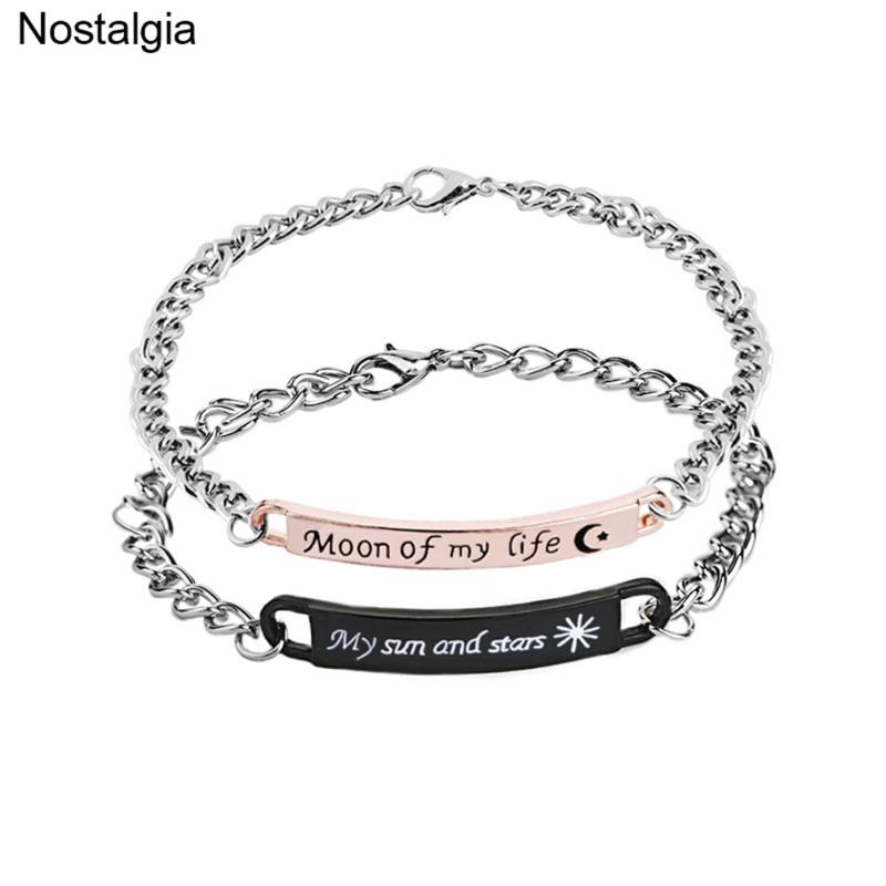 

Nostalgia My Sun And Stars Moon Of My Life Engraved Custom Women Rose Gold Jewellery Men's Bracelets For Men