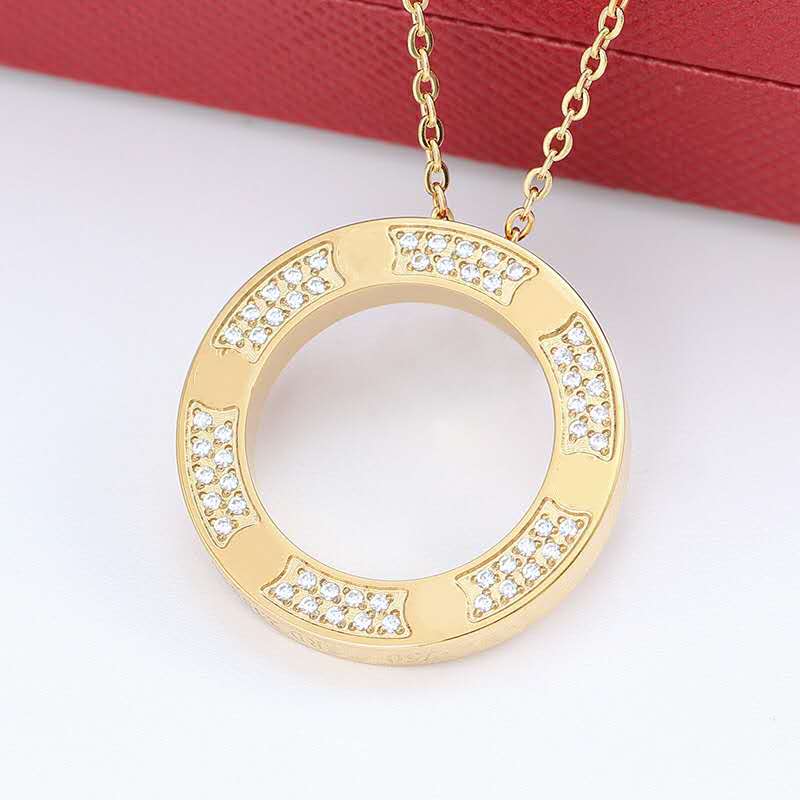 

2020 Top Quality Lover Pendant Gold Silver Color Necklace for Women Full drill Necklaces New Design Jewelry Gift with original bag