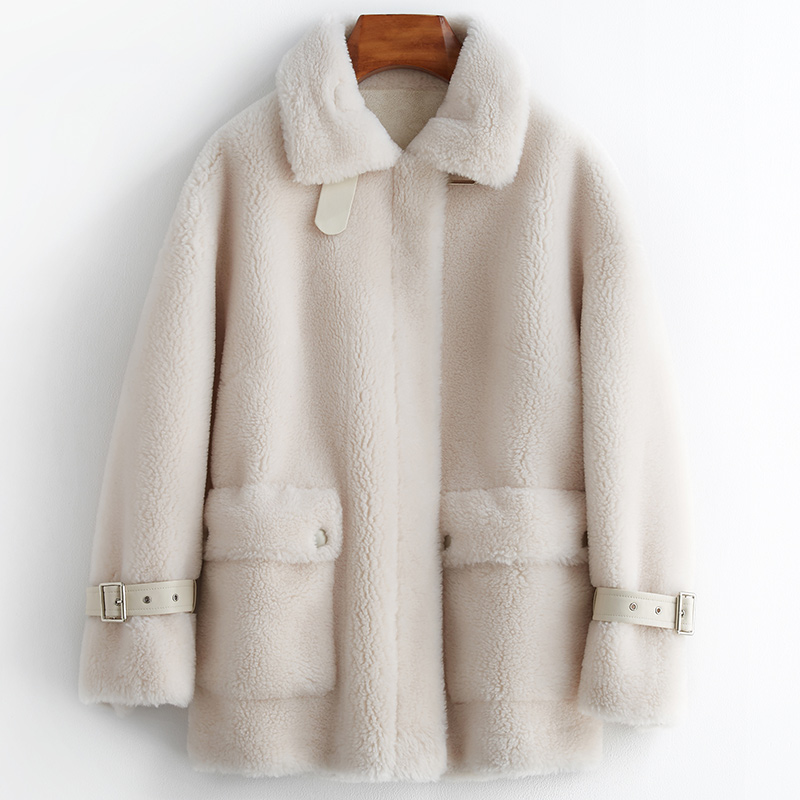 

Fashion High Quality Sheep Shearing Coat Wool Fur Jacket Korean Soft Thicken Warm Soft Coat Female Autumn Vetement Femme Zjt361, Black