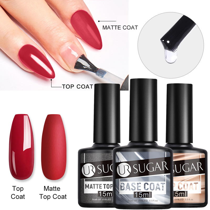 

15ML/Bottle Nail Base Coat Top Coat Matte Top Coat Soak-off UV&LED Resin Base Glue, Red;pink