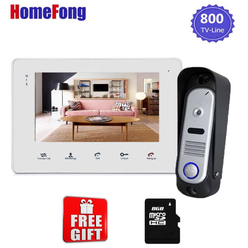 

Promotion]Homefong 7 Inch Video Intercom Video Door Phone Doorbell with Camera 1 Monitor 1 Doorbell Unlock Talk Record