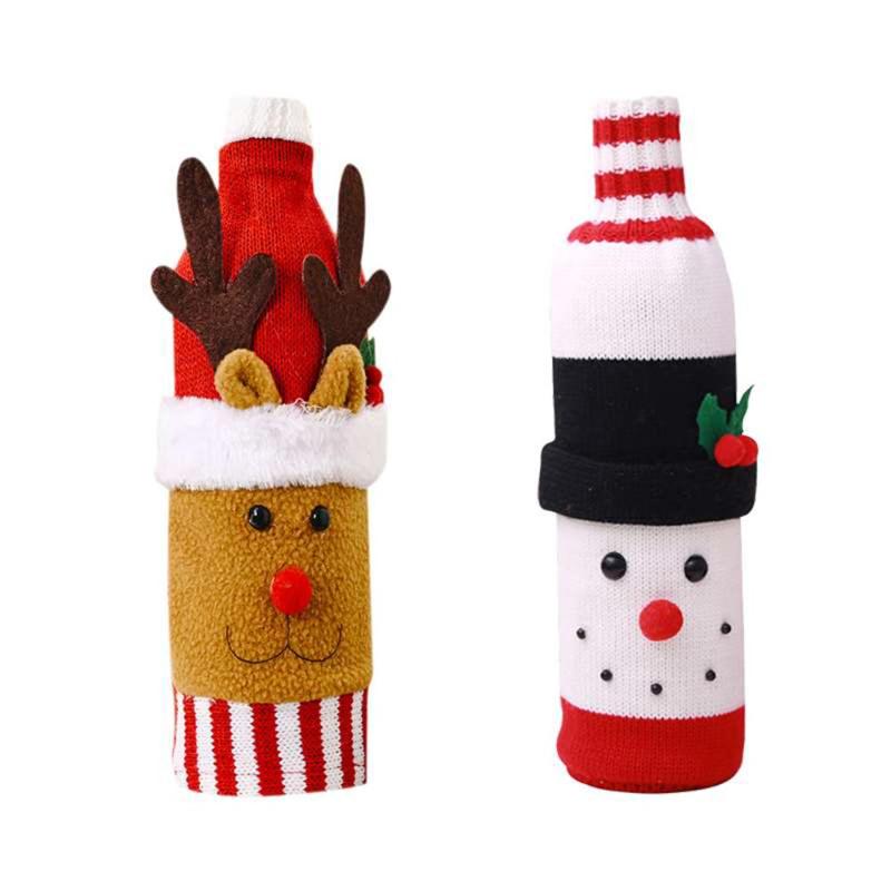 

2pcs Fashion Wine Bottle Set Cover Bag Craft Party Christmas Dinner Table Decoration Christmas Accessories