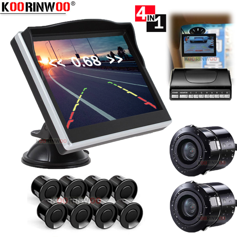 

Koorinwoo Full Kit AHD LCD Car Monitor With Camera Parking Sensors 8 Radar Buzzer Alert Starlight Parktronic 22MM Video Rearview