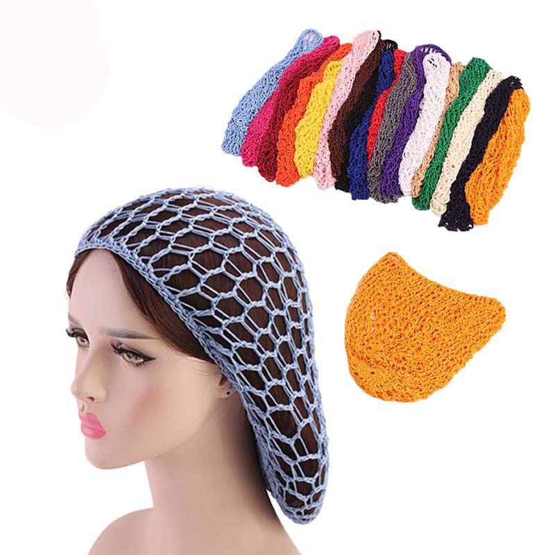 

Soft Rayon Snood Hat Hair Net Crocheted Hair Net Cap Mix Colors for Sleeping Mesh Head Wrap Dropshipping