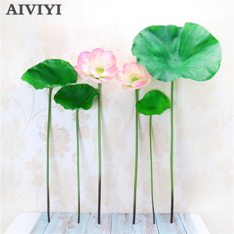 

Feel simulation lotus leaf artificial flower with pole lotus home water surface pond decorative DIY fake flower Green plant