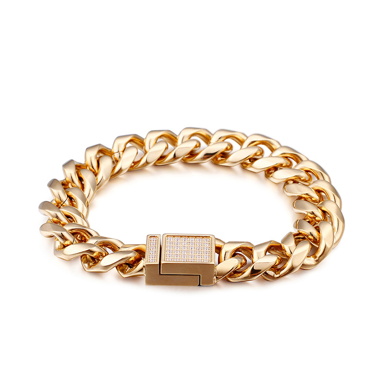 

Stainless Steel Men's Bracelet gold color Chain Link Boy Friend Present Jewelry