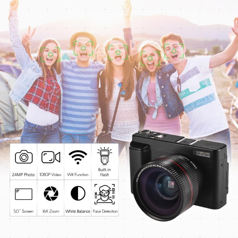 

Full HD 1080P 24MP Portable Digital Camera camcorder Support Digital Zoom Wifi Multiple Languages DC Photo & Video Shooting, As pic