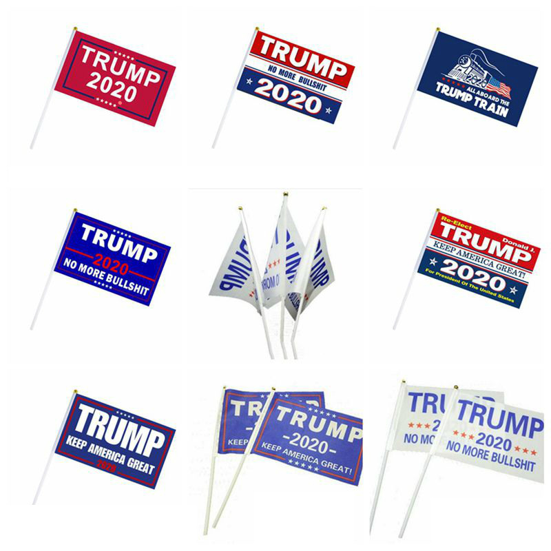 

2020 New Square Hand Flag 14*21cm Waving Flag Banners Decorative Flag 2020 USA President For Donald Trump President Election Hand Boom2015