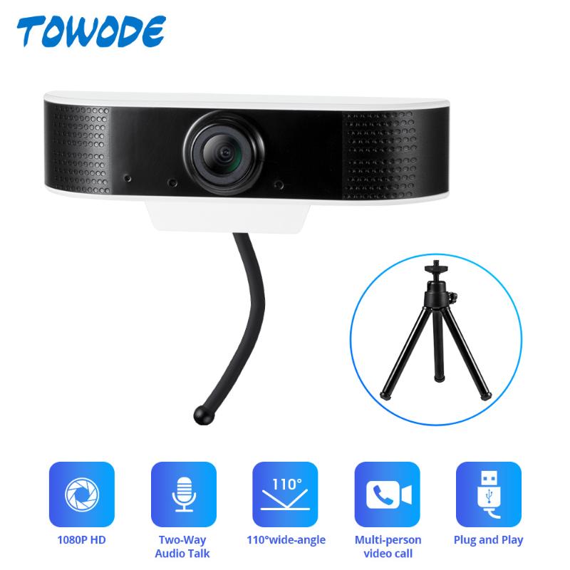 

Webcam 1080P USB HD Web Camera Two-way Audio Talk 1920x1080 Plug and Play Mini Webcam Support Windows/Android/Linux/Mac System