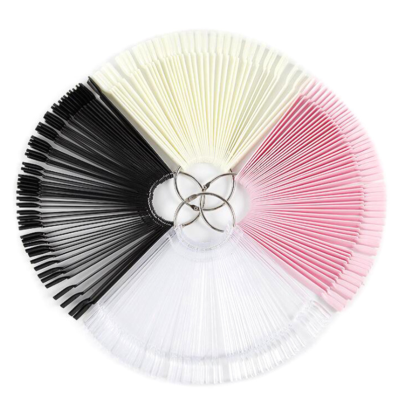 

10 SetS 50 Sticks Fan Shaped Nail Display Tips, DIY Practice Salon Nail Board Set, Art Display, Pink