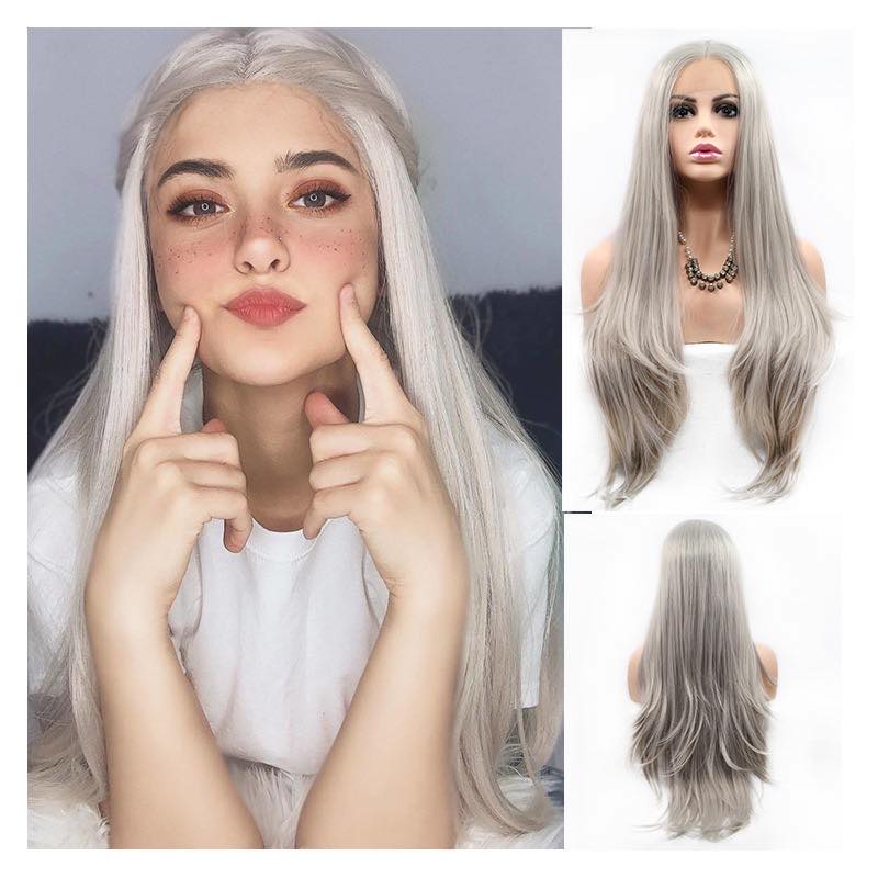 perruque cheveux long blanc