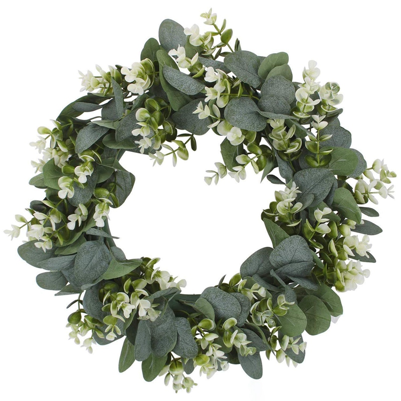 

Faux Boxwood Wreath 12.9Inch Artificial Green Leaves Wreath for Front Door Hanging Wall Window Wedding Party Decoration