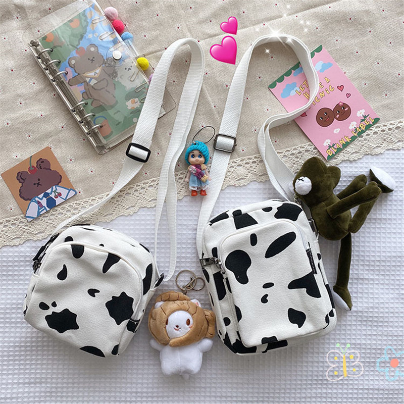 

Messenger Bag Cow Canvas Cell Phone Bag Chest &canvas Width 15cm Height 19cm Thickness 5cm, Green