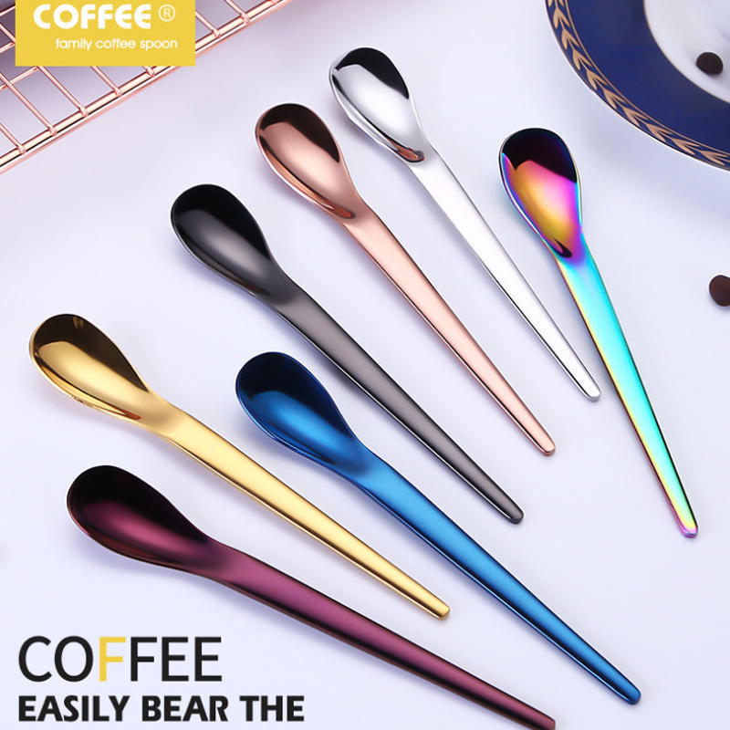 

304 Stainless Steel Stirring Spoon Titanium-plated Coffee Spoons Ice Cream Dessert Spoon Japanese Small Kitchen Tool