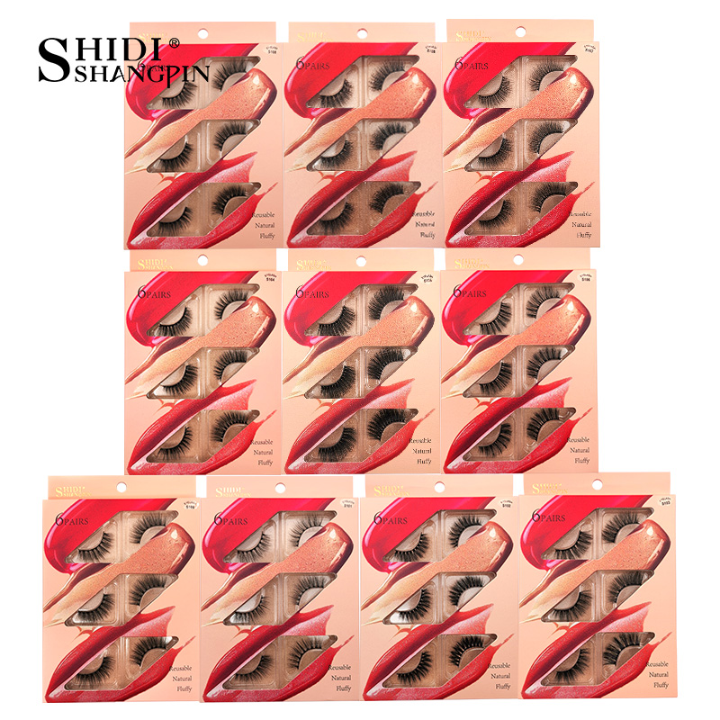 

SHIDISHANGPIN 6 pairs wispy natural false eyelash soft volume 3d mink lashes fluffy cilios makeup eyelashes extension faux cils
