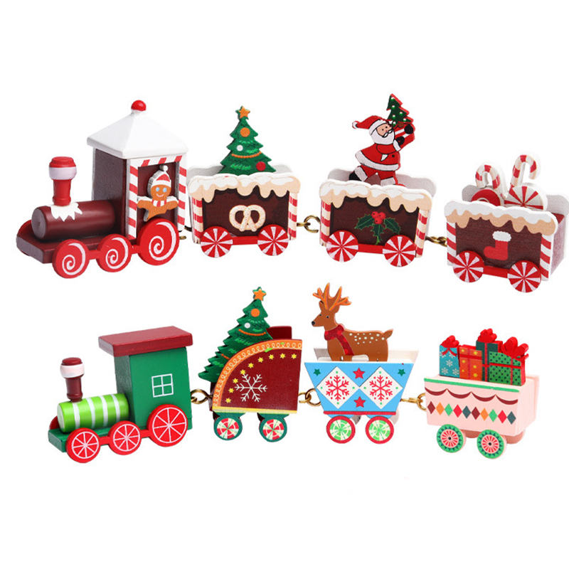 

Mini Wooden Train Toy for Christmas Kids Children Santa Xmas Christmas Gift for Home Decor