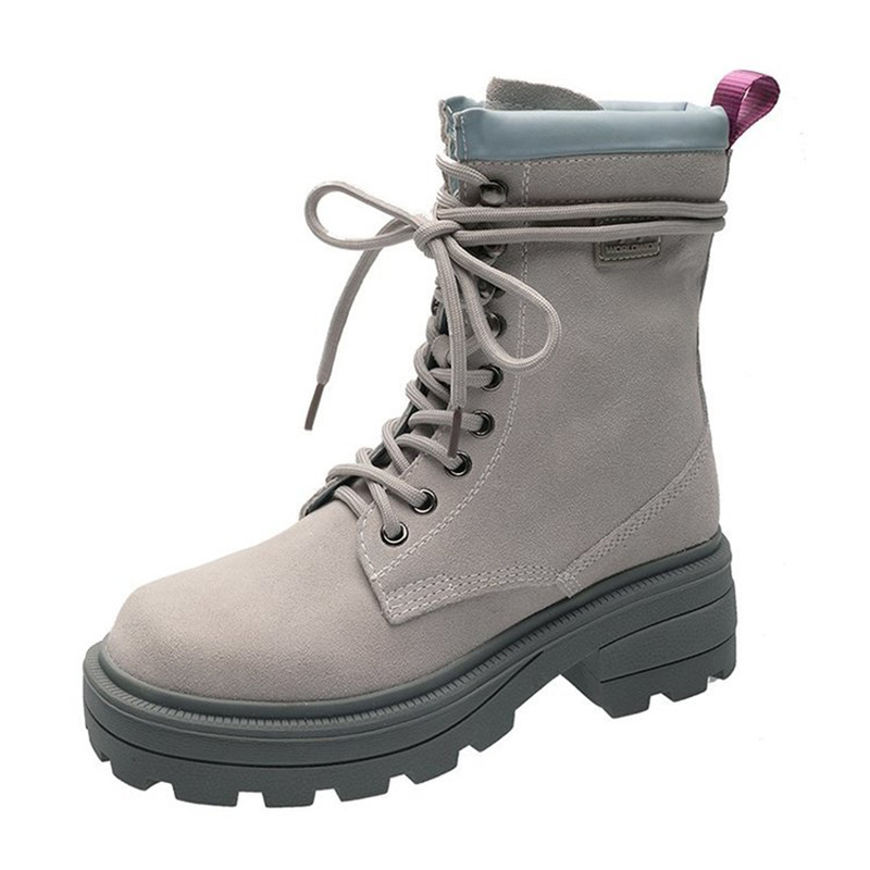 

Ladies Platform Boots Thick-soled Waterproof Non-slip Wear-resistant Leather Boots Women's Black Plush Winter