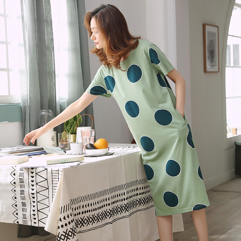 

2020 Fashion Women Cotton Long Nightgowns Sleepshirts Summer Home Dress Sleepwear Comfortable Nightdress Indoor Clothing, F8827