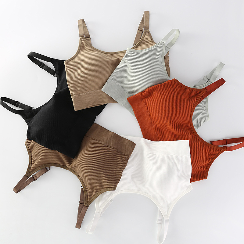 

Japan Ribbed Pattern Underwear Popularity Fairy Non-Steel Ring Bear Wrap-around Tube Top Seamless Sports Yoga Bra, White