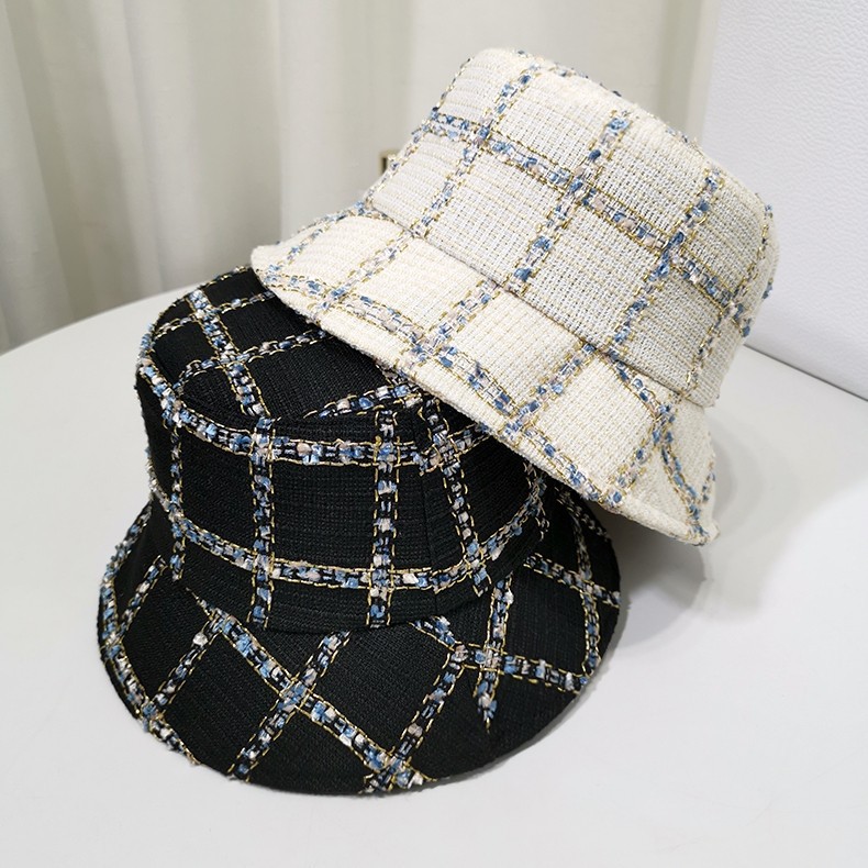 

Fisherman hat small fragrant wind bronzing lattice fashion all-match sun protection hat female basin for women bucket, White
