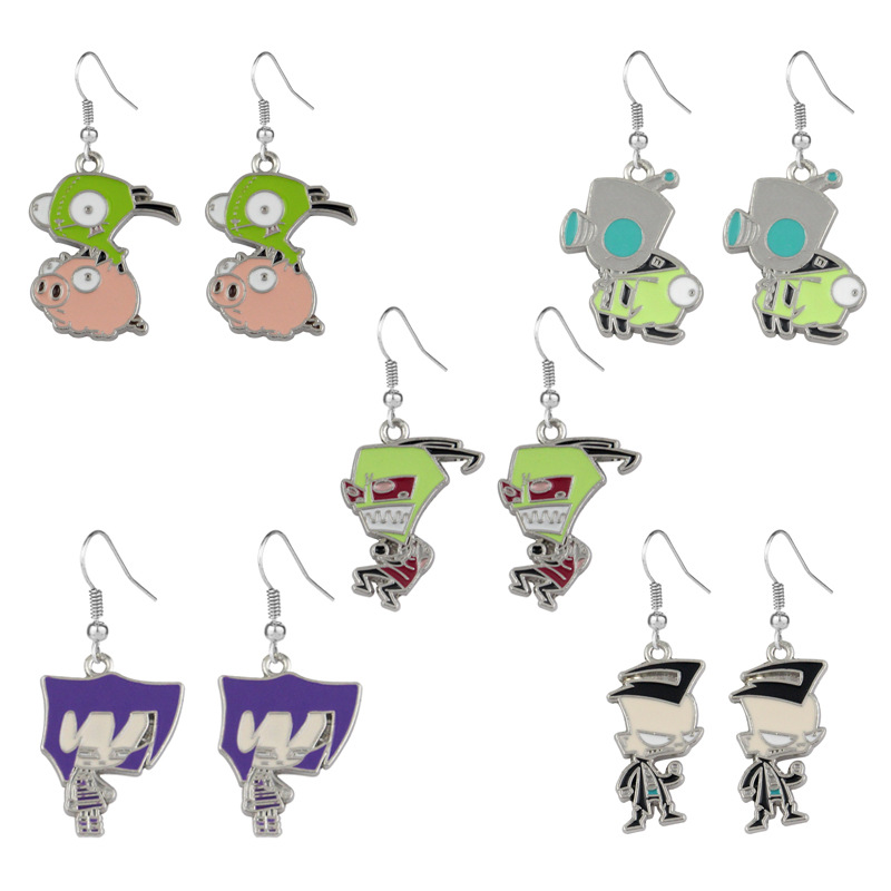 

12Pairs A3921 Patchfan Cartoon Alien Cute Earrings Enamel Charm Cute Creative Party Favor Women Present jPJewelry A2485