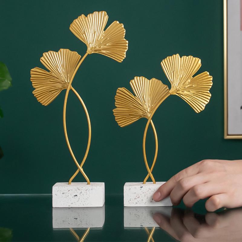 

Fan Shaped Home Decoration Ginkgo Leaves Figurines Statue Nordic Minimalist Sculpture Ornament Study Modern Photography Props