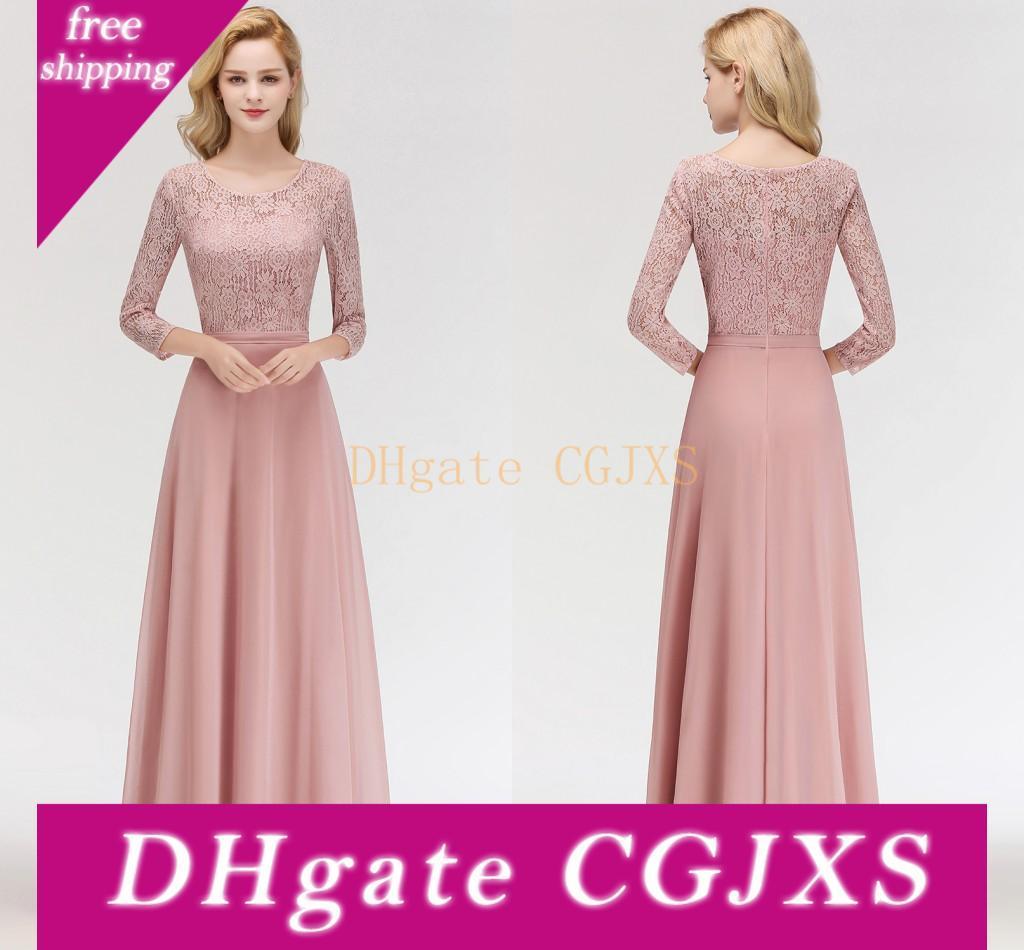 dusty rose long dress with sleeves
