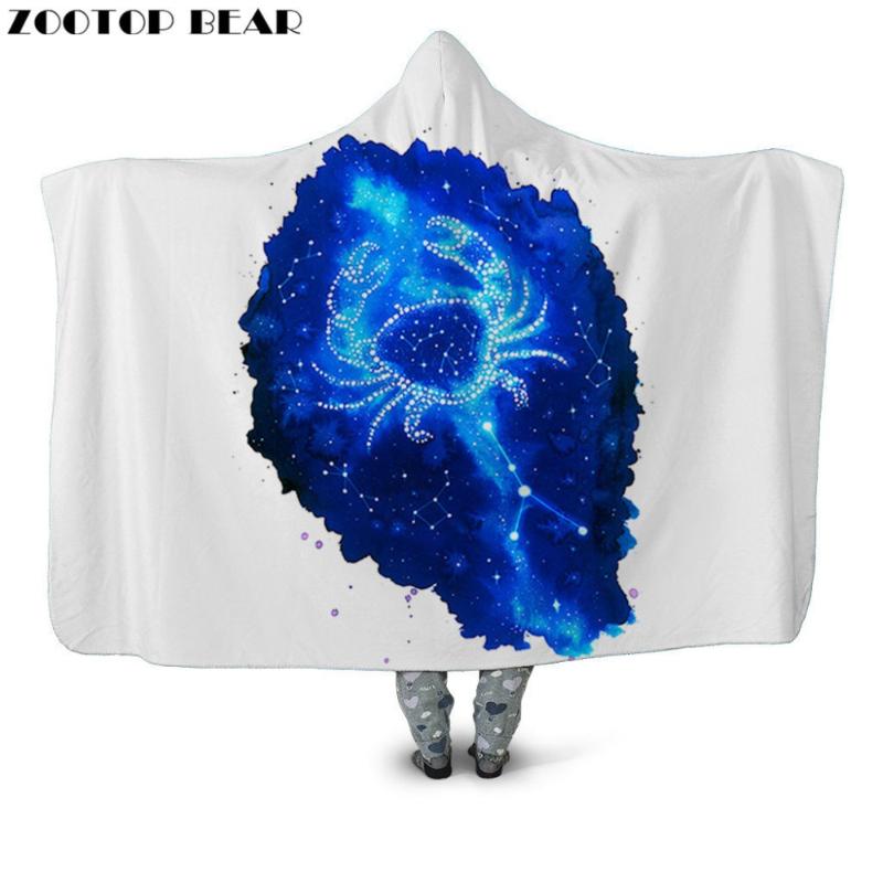 

Scorpio White Plush Hooded Blanket Throw Coat Wearable NEW Fashion Animal 3D Print Home Fleece Soft Office Bedding Adults Casual
