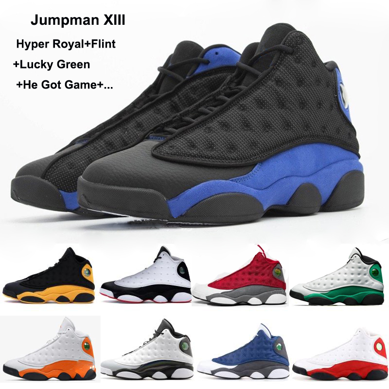 

Mens Hyper Royal 13s XIII AJS Bred Black True Red Chicago Sneakers Playground Starfish He Got Game Red Flint Lucky Green Basketball Shoe, Color 8