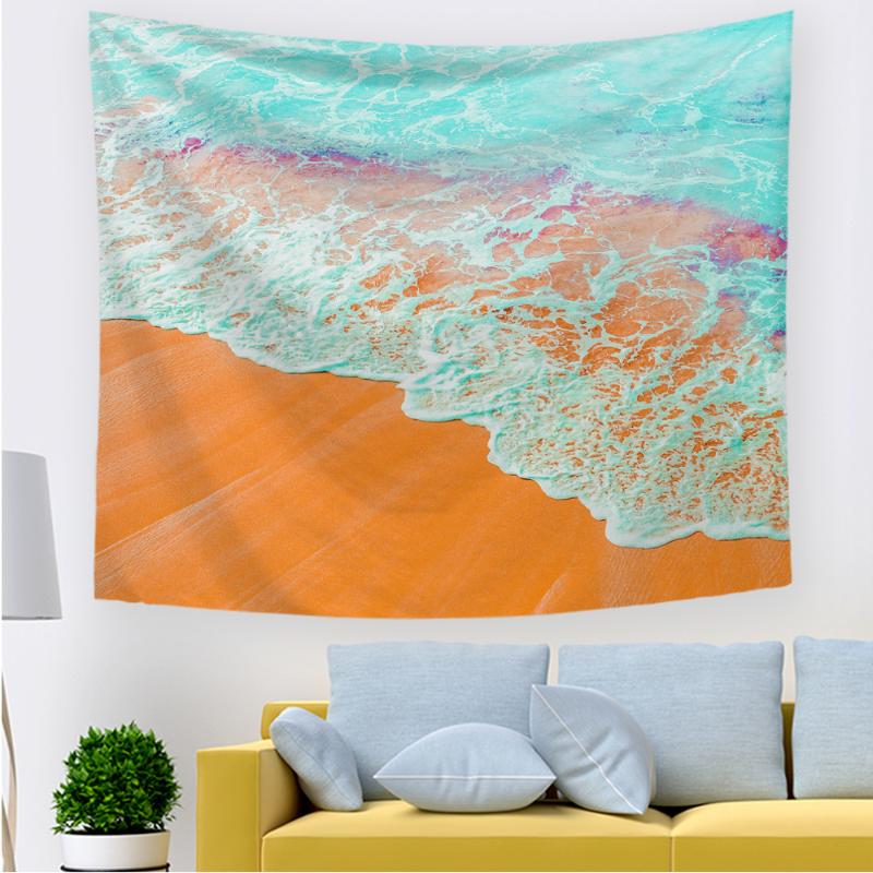 

Dormitory Background Cloth Sea Beach Tapestry Living Room Home Wall Blanket Beach Big Bath Towel Thick Flannel Carpet