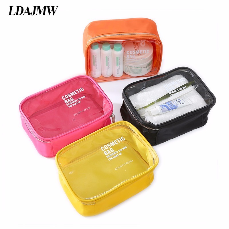 

LDAJMW Fashion 4 Color PVC Transparent Clear Waterproof Cosmetic Bag Makeup Organizer Storage Bag Travel Toiletry Wash Package