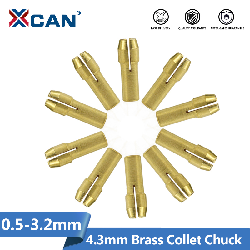 

XCAN Brass Collet Chuck 4.3mm Shank 0.5/0.8/1.0/1.2/1.6/1.8/2.0/2.2/2.4/3.0/3.2mm Rotary Tool Accessories Drill Collet Chuck