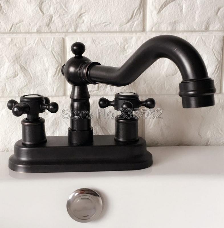 

Black Oil Rubbed Bronze Double Handle 4" Centerset 2 Holes Bathroom Basin Sink Faucet Mixer Tap Lhg075