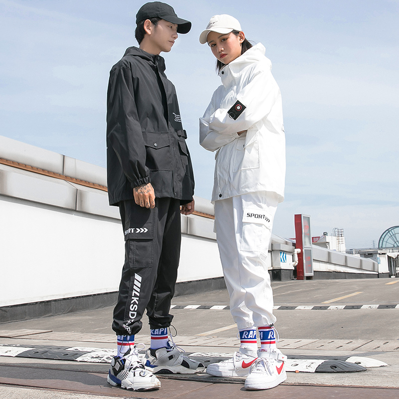 

2020 Autumn Men Streetwear Tracksuit Harajuku Joggers Suit Sets Vintage Hooded Hoodies Fashions Joggers Pants ABZ551, White