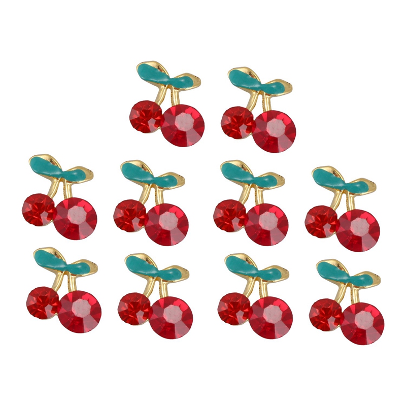 

10pcs Shiny 3D Cherry Shape Nail Art Rhinestone Studs Glitters Manicure Crystal