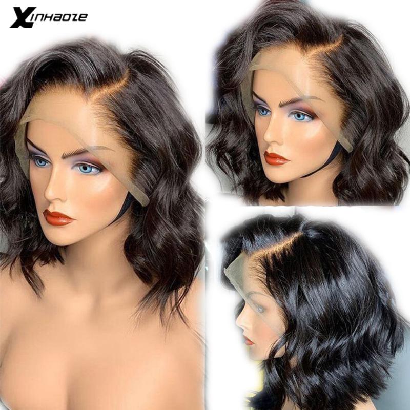 

Short Bob Wig Lace Wig with Natural Hairline Side Part Body Wave Lace Front Human Hair Brazilian Remy Hair Bleached Knots, 13x4 lace wig
