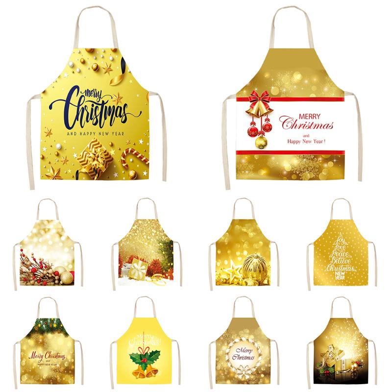 

Adult children anti-fouling apron Christmas series digital printing cotton and linen apron kitchen housework cleaning anti-fouli