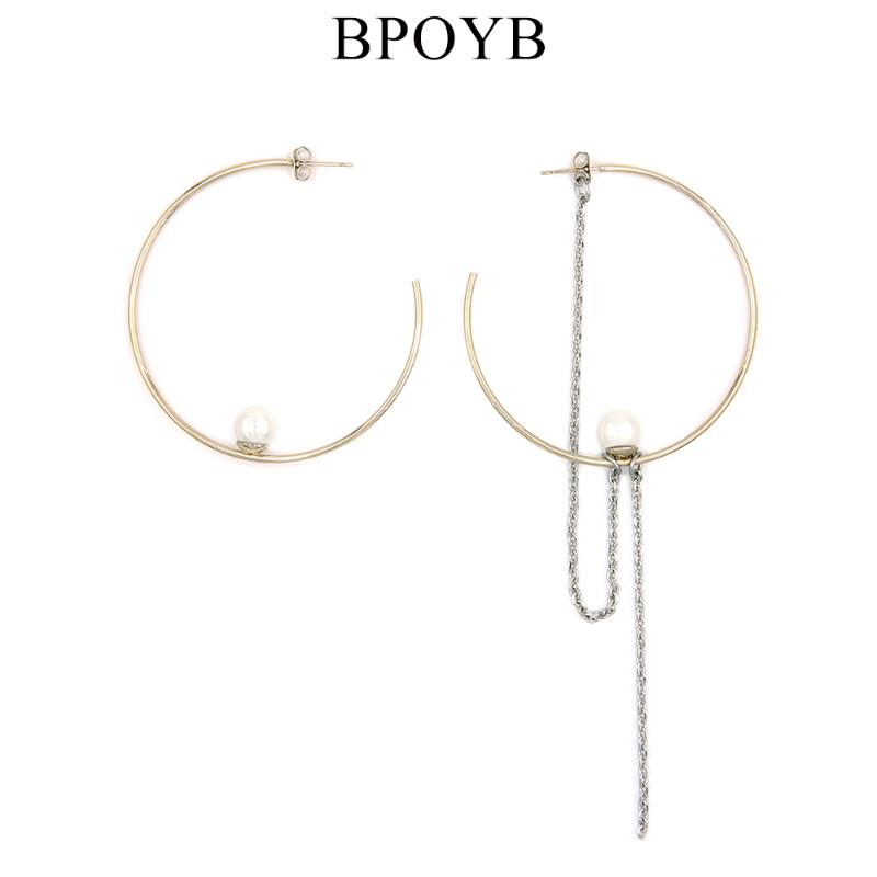 

BPOYB Street Fashion Geometry Dangle Earrings For Women Natural Freshwater Pearl Tassel Earrings Gold Silver Color Punk Jewelry