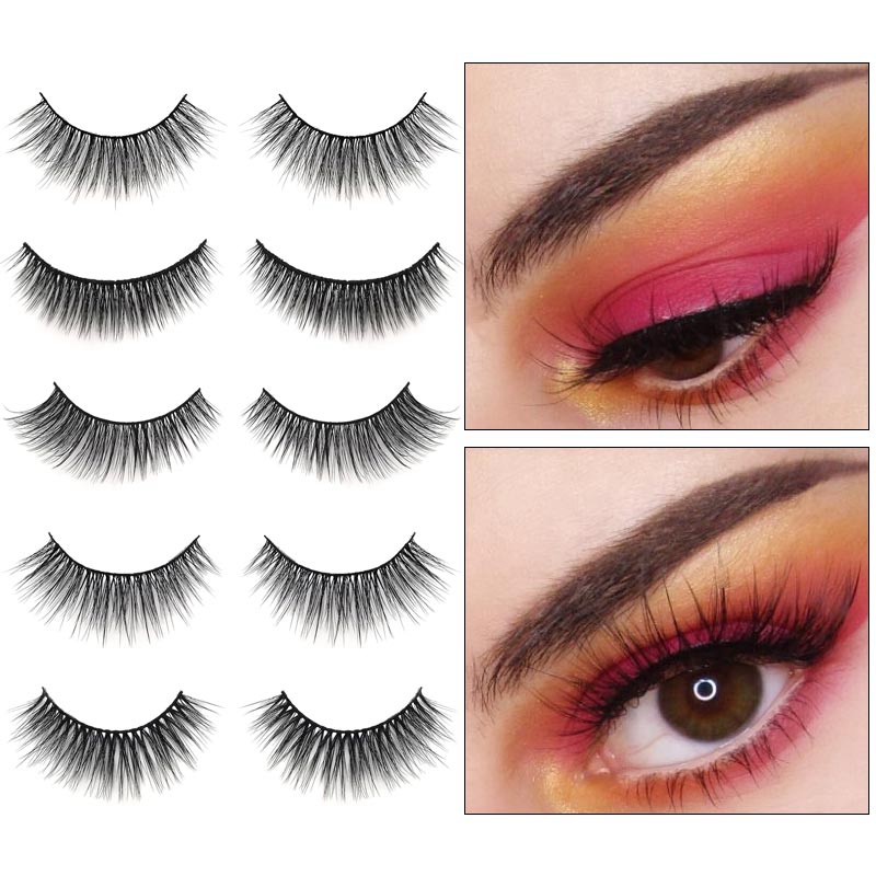 

3Pairs 3D Imitation Mink False Eyelashes Natural Dense Slender Handmade Various Lengths For Optional Eyelash Extension