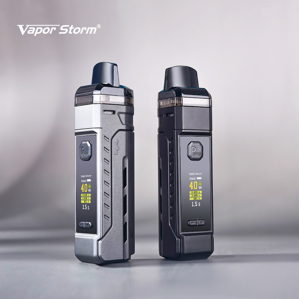 

Original Vapor Storm V-PM40 Starter Kit 40W Pod Box Mod with Mesh Coils 4.8ml Cartridge fit 18650 Vape Battery E Cigarette VPM40 Vape, Black