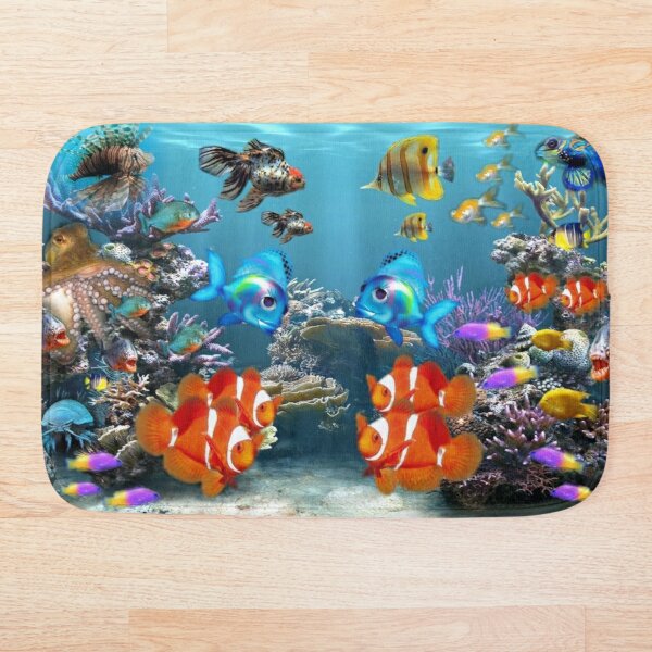 

Fanciful Aquarium Bath Mat Mat non-slip floor carpet marble pattern print door bathroom kitchen entrance carpet home deco
