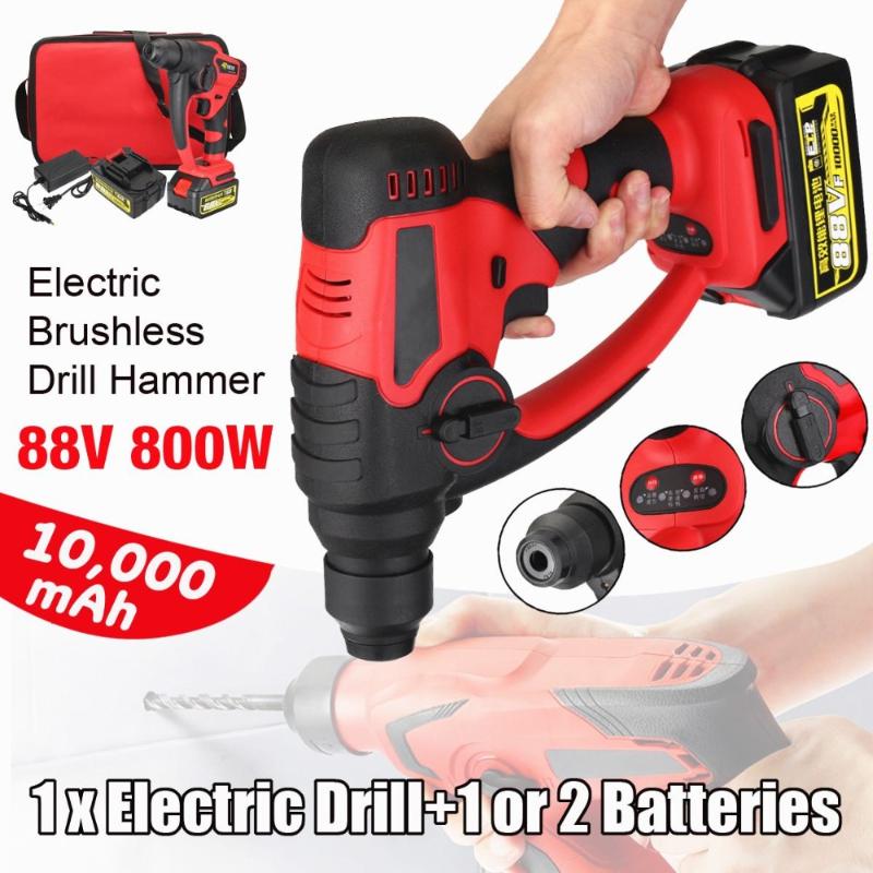 

Electric Hammer Drill Brushless Cordless 88v 800w 10000mAh Lithium-Ion Hammer Drill with 1 or 2 lithium battery Power Tools