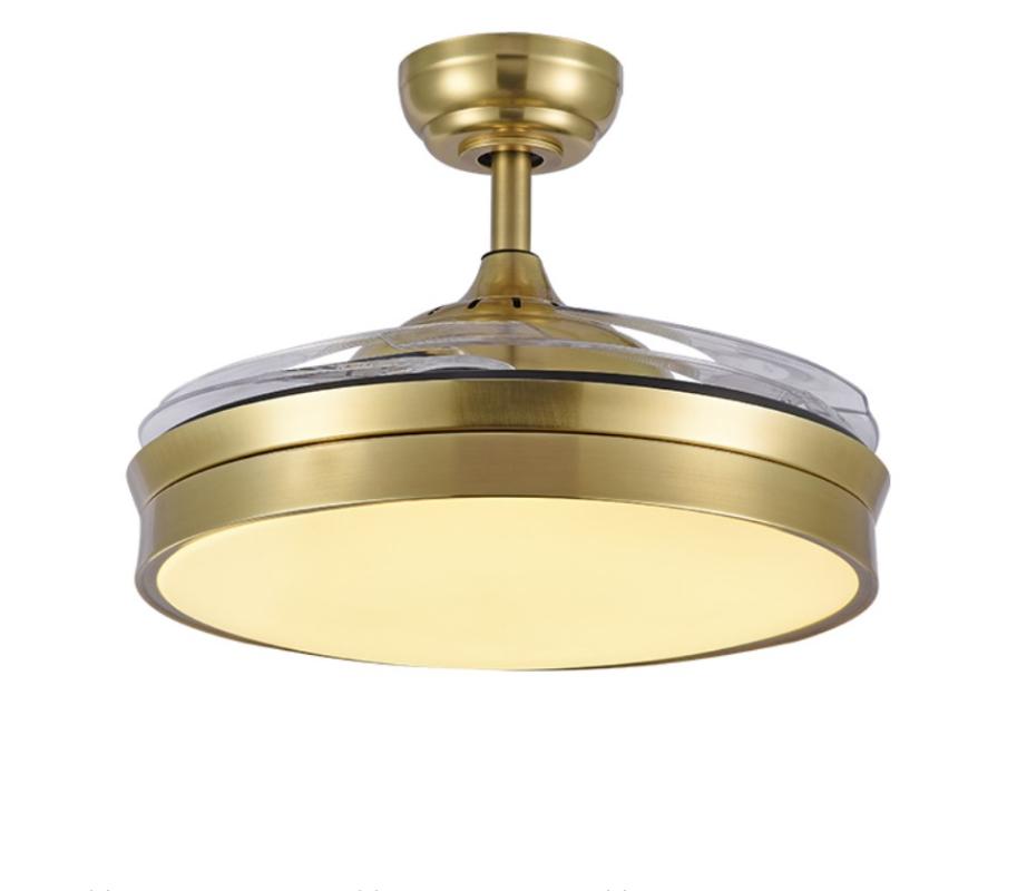 

copper invisible American simple fan light light luxury living room with chandelier electric fan 8 head