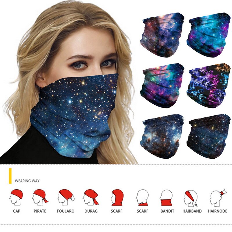 

2020 Hot Sale Galaxy Print Face Scarf Balaclava Scarf Neck Warmer Neck Gaiter Half Face Cover Head Bandanas Shield Headband