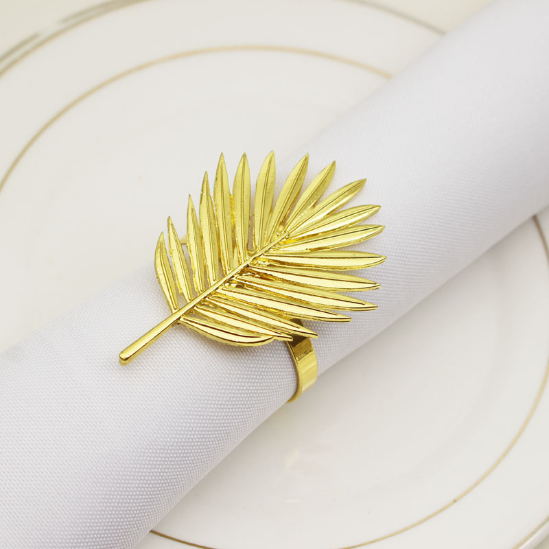

12pcs/lot New golden loose tail leaf napkin ring Western restaurant napkin button wedding party mouth cloth table decoration