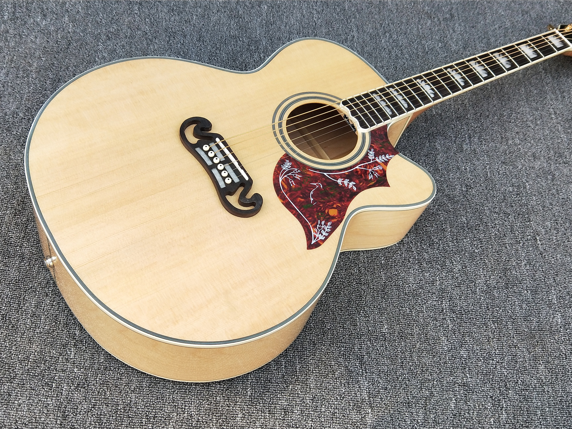 

Natural color Cutaway J200 Acoustic guitar Maple body Guitarra Solid spruce top Rosewood fingerboard
